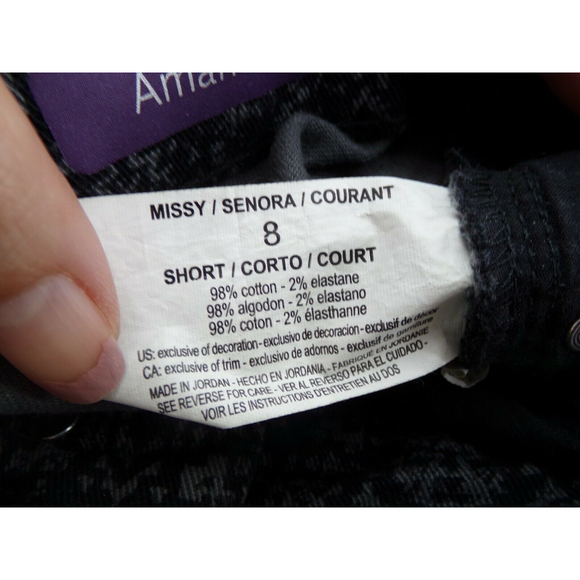 Gloria Vanderbilt Size 8 Short Amanda Jeans Mid Waist Black Gray Geometric Print - Picture 8 of 11